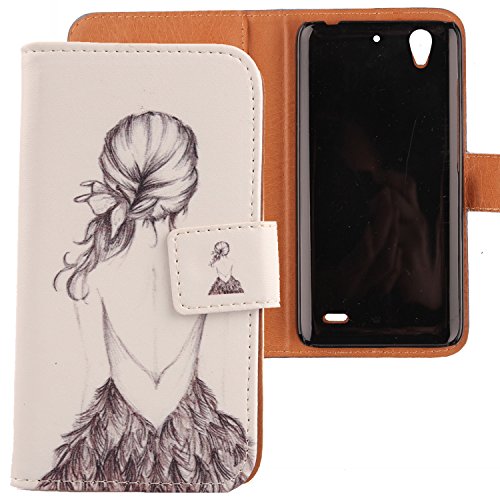 Lankashi Pattern Design PU Leather Cover Skin Protection Case for Huawei Ascend G630 (Back Girl)