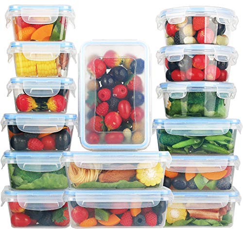 [15-Pack] Food Storage Containers with Lids - Plastic Food Containers with lids - Plastic Containers with lids - Airtight Leak Proof Easy Snap Lock and BPA Free Plastic Container Set for Kitchen Use - Thumbnail 6