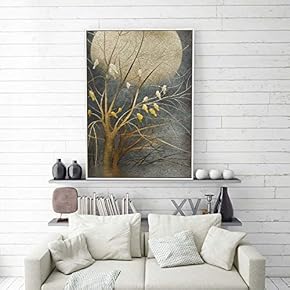 Framed Canvas Home Artwork Decoration Golden Abstract Style Canvas Wall Art for Living Room, Bedroom - 16x24 inches