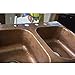 Sinkology KDF-3322AH Raphael Dual Mount Handmade Pure Solid 4-Hole Double Bowl Kitchen Sink, 33