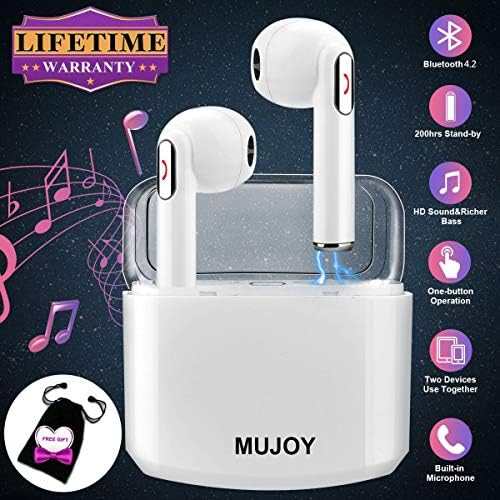 Wireless Earbuds with Charging Case,Bluetooth Earbuds with Mic for Running,Wireless Earphones Bluetooth Earphones with Microphone,Mini Sports Earbuds Sweatproof Compatible iOS Android Smartphone White