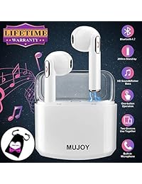 Auriculares inalámbricos con funda de carga, auriculares Bluetooth con micrófono para correr, auriculares Bluetooth inalámbricos con micrófono, auriculares deportivos True Mini compatibles con iOS Android Huawei Samsung teléfonos negros