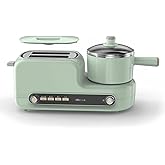 Four-in-one Toaster Toasted Bread Sandwich Breakfast Machine Steaming Cooking and Frying Multifunctional Toaster (Color : Gre