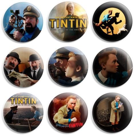 Tintin Pinback Buttons Pin Badges 1 Inch (25mm) - Pack of 9