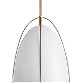 FookChak 10in Dome Pendant Light White Kitchen Island Pendant Lighting Modern White & Gold Pendant Lights Fixture for Dining 