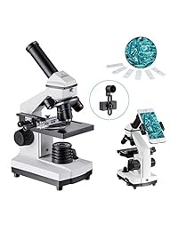 MAXLAPTER Microscopio para niños, 100 x 1000 x Zoom, con regla de movimiento, especímenes y adaptador de Smartphone, adecuado para estudiantes de enseñanza, investigación biológica y educación familiar