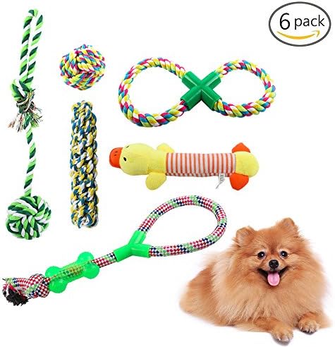 Dog Toys Set 6 Pack Pet Rope Toys for Puppy Variety Design Dogs Chew Rope Toys for Teeth Cleaning and Resolve Stress