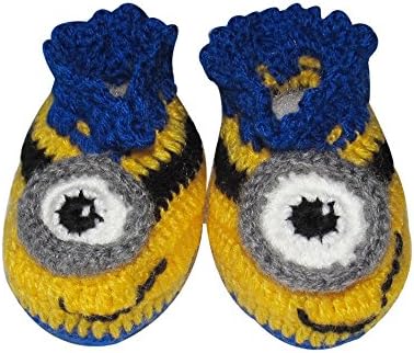 Minion Baby Booties - Crochet Baby Booties for Newborn, 0-3 months, 3-6 months 6-9 months (0-3 Months)