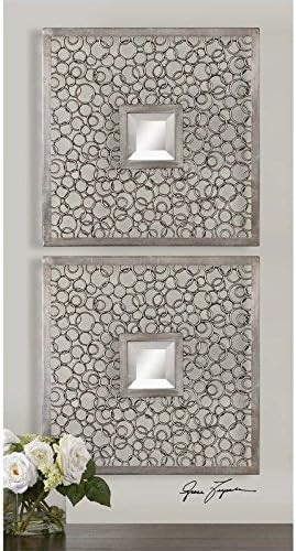 Uttermost Colusa Squares Mirror in Lightly Antiqued Silver (Set of 2)