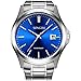 SONGDU Men's Date Stainless Steel Waterproof Quartz Business Casual Wrist Watch Blue Dial