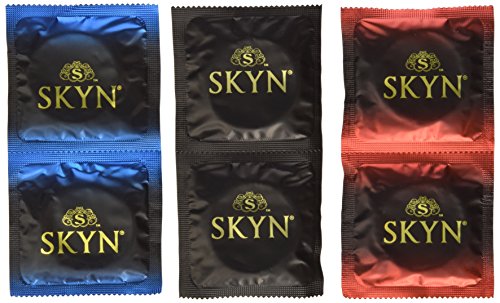 Lifestyles SKYN Collection (Original SKYN, SKYN Intense Feel, and SKYN Extra Lubricated) Premium Lubricated Condoms with Silver Pocket/Travel Case- 36 Count