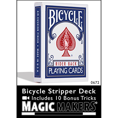 Magic Makers Bicycle Stripper Deck With 10 Bonus Tricks (Blue)