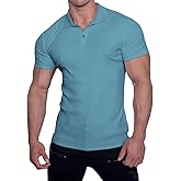 Muscle Cmdr Men's Slim Fit Muscle Polo Shirts Long&Short Sleeve Stretch Quick Dry Tee Casual Golf Athletic T-Shirts