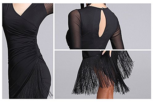 TALENT PRO Latin Rhythm Ballroom Carmen Fringe Tango Dance Dress (X-Large) - Thumbnail 2
