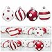 KI Store 2.36-Inch Shatterproof Christmas Tree Decoration Ball Set, Red and White