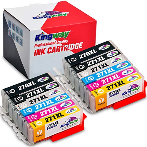 Kingway PGI-270XL CLI-271XL Replacements for PGI 270 CLI 271 Ink Cartridges Work with Pixma MG7720 TS8020 TS9020 Printer 12 Pack(2 PGBK 2 Black 2 Cyan 2 Magenta 2 Yellow 2 Gray)