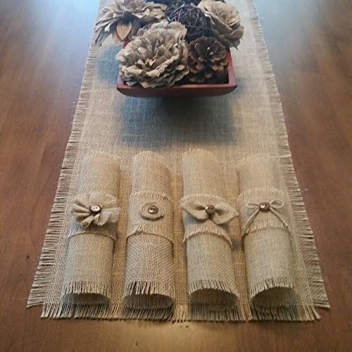 Burlap Napkin Rings with Decorative Button, Bow, Bow-tie or Flower Accent (Quantity of 4 or 6)