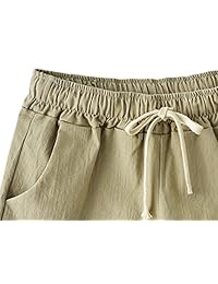 Pantalones cortos de algodón para dama, cintura elástica, cómodos, con cordón