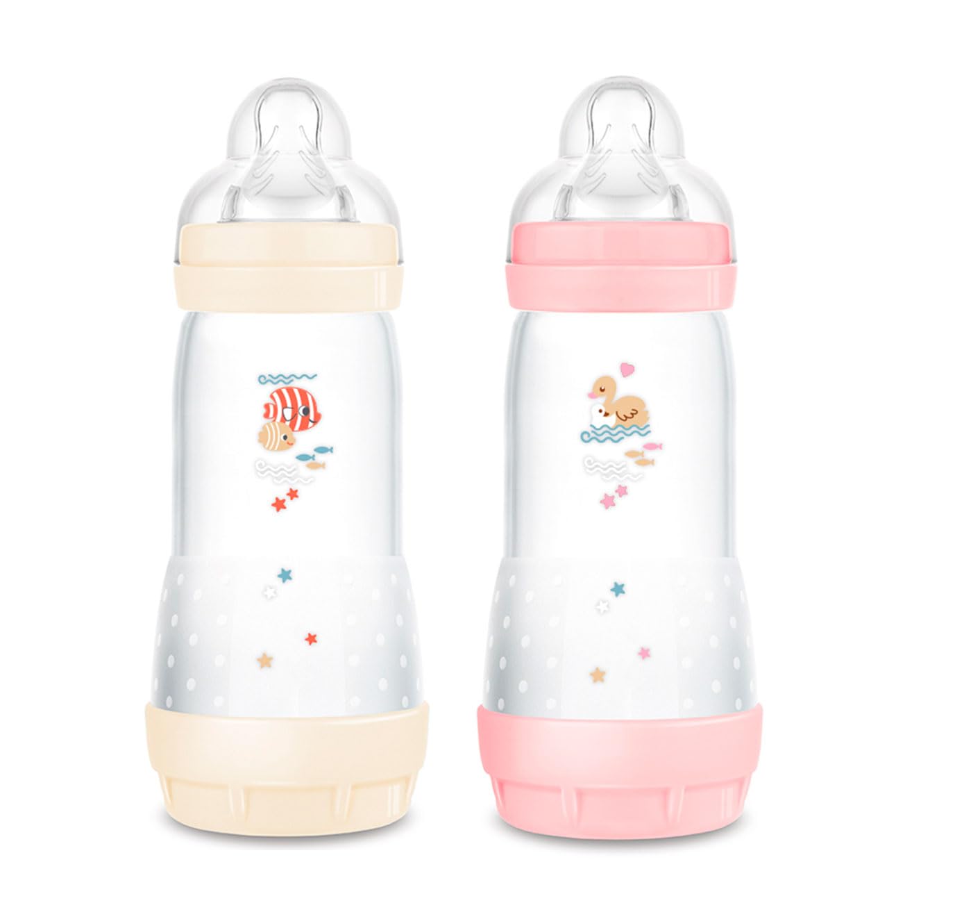 MAM Anti-Colic Baby bottles 320 ml, pack of 2 for girls, Teat size 2 (4 months+)