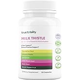 True Totality Milk Thistle – Liver Support with Dandelion Root, Chanca Piedra, Artichoke, Beet Root & Black Pepper – Detox & Digestive Health Support Supplement – 60 Capsules