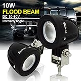 Safego 12V 24V 10W Cree LED Work Light Lamp Flood for Truck Off Road Lights 4X4 ATV Tractor 60 Degree Round 10WR-FL-2