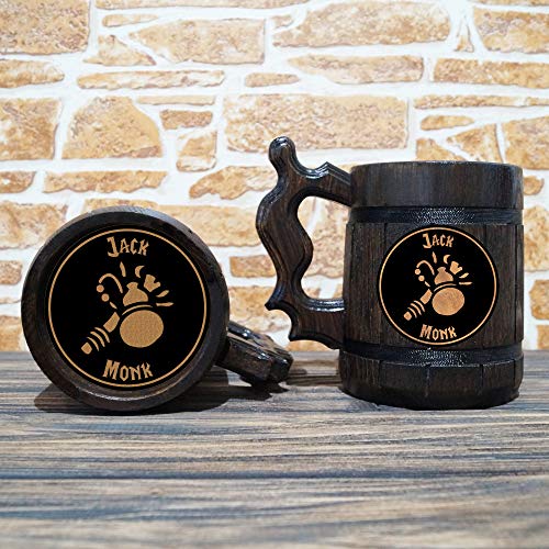 Monk Mug, World Of Warcraft Engraved Beer Mug Gift, WOW Wooden Mug, Personalized Groomsmen Beer Stein, Personal Gift Tankard for Men, Gift for Him