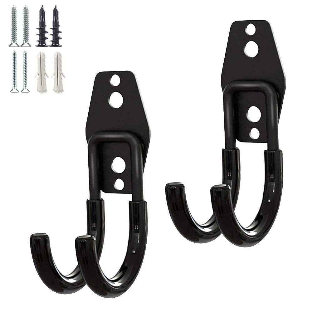 Photo 1 of 2 Pack Garage Storage Utility Hooks?Garage Garden Tool Organizer?Steel Wall Mount Hooks, Garden Small U Hooks (Black) (Type O-Black)