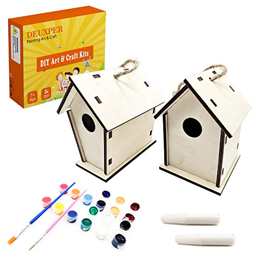 Wooden Bird House Building Kits for Kids Ages 4-8, 2 Pack Backyard
