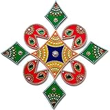 Diwali Christmas Decorations - Rangoli - Indian Home Decor Decoration from India - 9 Piece Wooden Handmade
