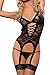 FENTI Womens' Handcuff Gartered Belt Lingerie Midnight Affair Set G-String,Sexy Black/M