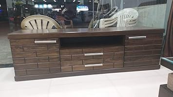 Flair Furniture LCD Base Brick Design (Dark Walnut MELAMISED Polish) Indian Tv Unit