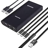 Nucharger C40U Card Size 4000mAh Slim Portable Charger Lightweight Power Bank w. Built-in MicroUSB, Lightning Adapter and Extra USB Port