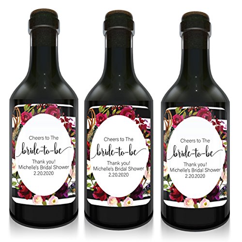 Bridal Shower Mini Wine Bottle Label,"Cheers to The Bride-to-be", Bride-to-be Party Mini Wine Bottle Stickers, Upcoming Wedding Celebration, Personalized, Customizable- Set of 10