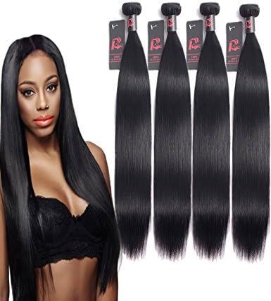Resaca Hair Wholesale 7A Malaysian Straight Hair 4 Bundles Virgin Unprocessed Human Hair Wefts Hair Extensions For Black Women Deal with 400g Total (10 10 10 10, Natural Color)