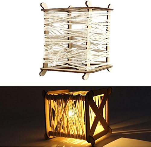 Shmbada 3D Puzzle Craft Home Wooden Lantern Bulk, Tabletop Decorative Indoor, Rustic DIY Wooden Candle Holder Set with LED Light for Bar, Home Decor, Garden, Wedding and Party, Christmas, Halloween