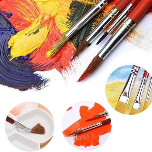 Kit com 12 Píncéis para Pintura Artesanato, Pincel Artisticos Redondos Ponta Fina Tinta óleo Aquarela Acrílico Esmalte Vinil e Tinta Guache Pode ser Usado por Crianças e Adultos Premium