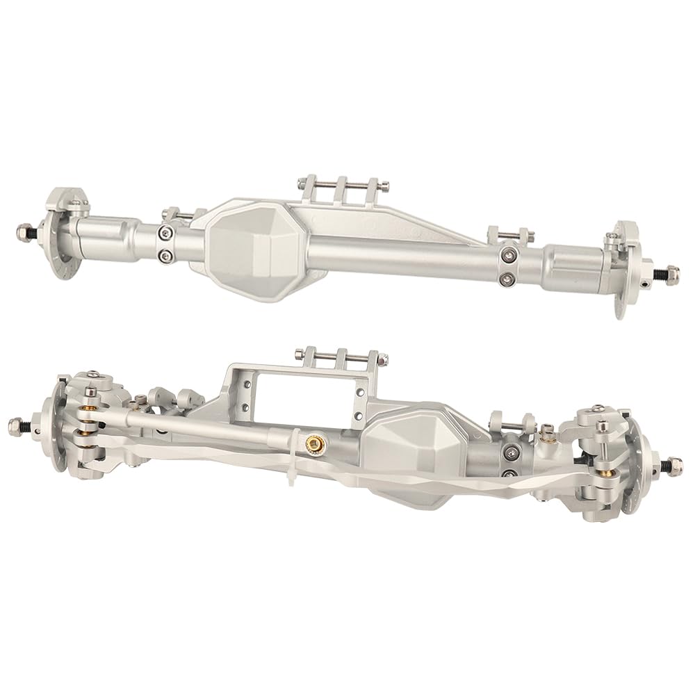 Photo 1 of Pothyes Aluminum Complete Front & Rear Axle CNC Machined with Caliper Brake disc for Axial RBX10 Ryft 1/10 RC Cralwer Upgrade Parts (Silver)