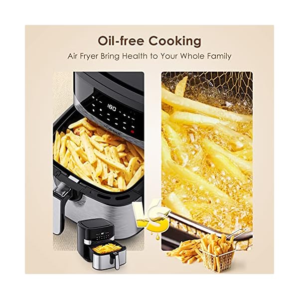 Air-Fryer-Hosome-Airfryer-for-Home-Use-7L-Large-Capacity-1800W-9-Preset-Menus-Rreheat-Digital-Touchscreen-TimeTemperature-Control-for-Air-Fry-Roast-Bake-Healthy-Oil-Free-Cooking Air Fryer, Hosome Airfryer for Home Use 7L Large Capacity 1800W 9 Preset Menus Rreheat Digital Touchscreen, Time/Temperature Control for Air Fry, Roast, Bake, Healthy Oil-Free Cooking