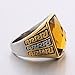 MASOP Stainless Steel Fashion Yellow Topaz Color Rhinestone Crystal Ring for Men and Women