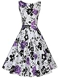 JUESE Women's 1950s Hepburn Vintage Wiggle Floral Cocktail Dress