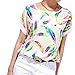 TOPUNDER Women Clothing 2018 Women Feathers Chiffon Blouse Tops Casual Short Sleeve Loose T-Shirt Topunder
