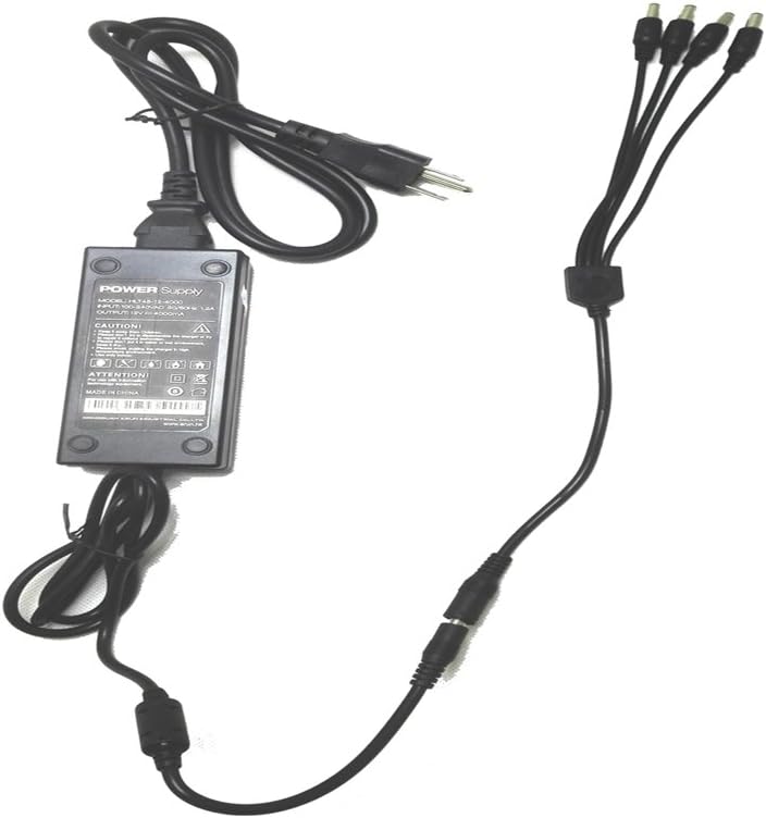AC 100-240V DC 12V4A Power Supply Adapter 5.5 x 2.1mm and 1 to 4 Splitter Cable For CCTV Camera DVR NVR UL CE FCC