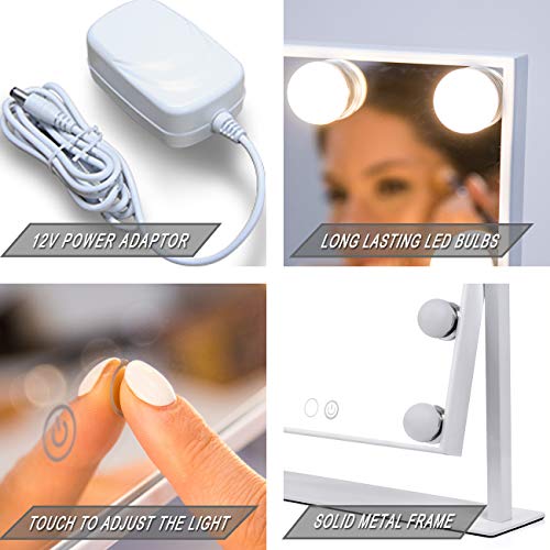 Waneway Lighted Vanity Mirror with 12 x 3W Dimmable LED Bulbs and Touch Control Design, Hollywood Style Makeup Cosmetic Mirrors with Lights, White - Thumbnail 4
