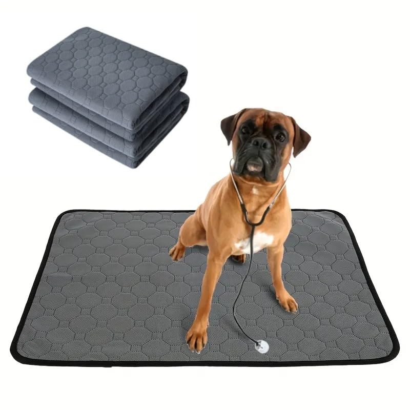 2 Pack Washable Dogs Pee Pads, Waterproof Reusable Pet Training Pads, Non Slip Dog Bowl Mats with Great Absorption, Fast Drying Reusable Puppy Pads for Floor, Sofa, Potty, Cage, Car (50x70CM)