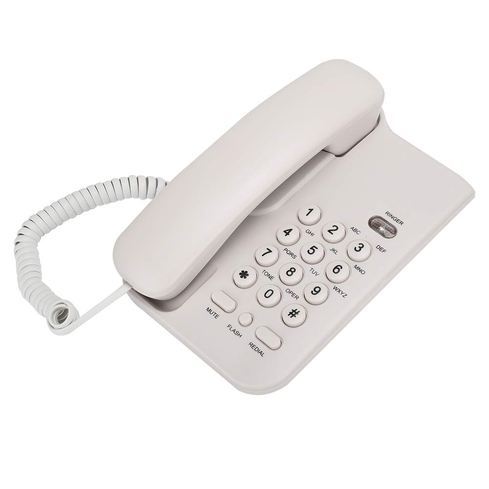 VBESTLIFE Landline Corded Telephone, KX-T3026CID Basic No AC Power Required Large Button Landline Phone Wired Telephone with Indicating Light Flash, for Hotel Home Office School(White)
