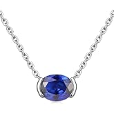 CYW Moissanite/Ruby/Sapphire/Emerald Dainty Pendant Necklace for Women, Novelty Design, Really Authentic Solid 925 Sterling Silver, 16"/18"/20" Adjustable, Birthday Anniversary Valentines Gift
