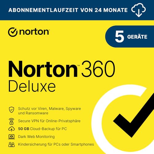 Norton 360 Deluxe 2025 │ 5 Geräte │2 Jahre │ Aktivierungscode per Email
