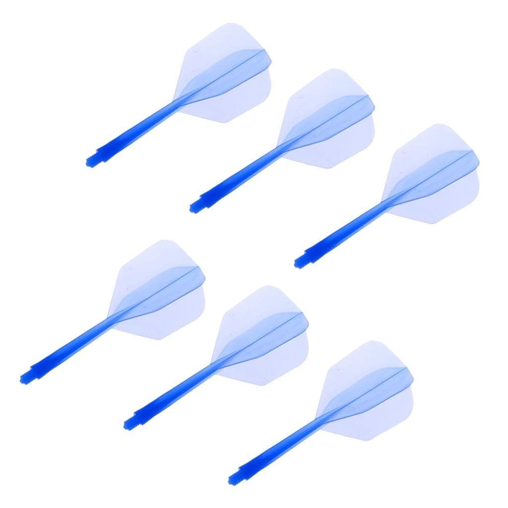 zalati Dar Shafts with Flights 6pcs Plastic Clear Style Durable Replacement Accessories for 2BA Thread Stems - Blue
