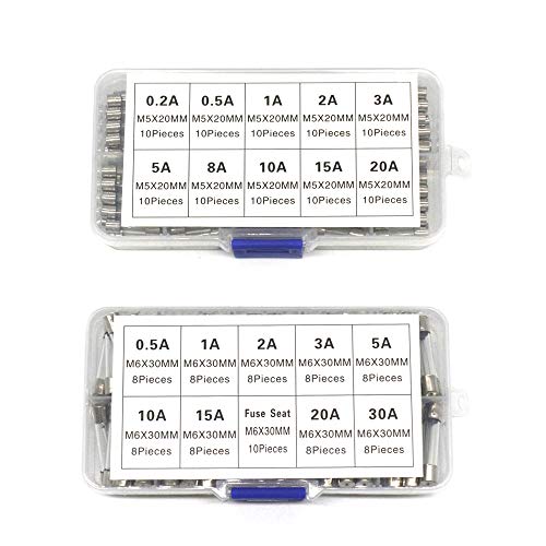 MECCANIXITY 20 Pcs Fast Blow Glass Fuse 7A 125V 5x20mm Glass Tube