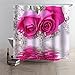 Maxwelly 3D Pink Rose Shower Curtain Polyester Floral Shower Curtain Set with Hooks for Bathroom Decor - Waterproof - 72-Inch by 72-Inch